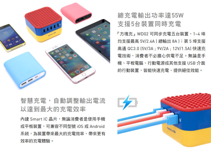 [Charger] 相容樂高DIY打造個人風格！十銓科技推出「方塊充 WD02」可支援QC 3.0、支援同時5台裝置充電！ - 阿祥的網路筆記本