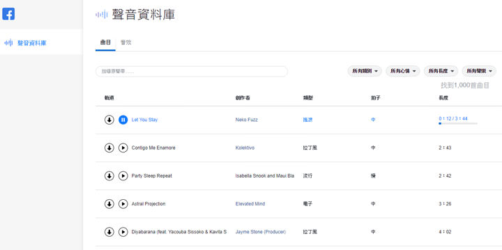 [Tools] 影片上傳臉書老是出現音樂版權問題？試試Facebook官方提供的「聲音資料庫」立刻免費下載上千首音樂和音效檔案！ - 阿祥的網路筆記本