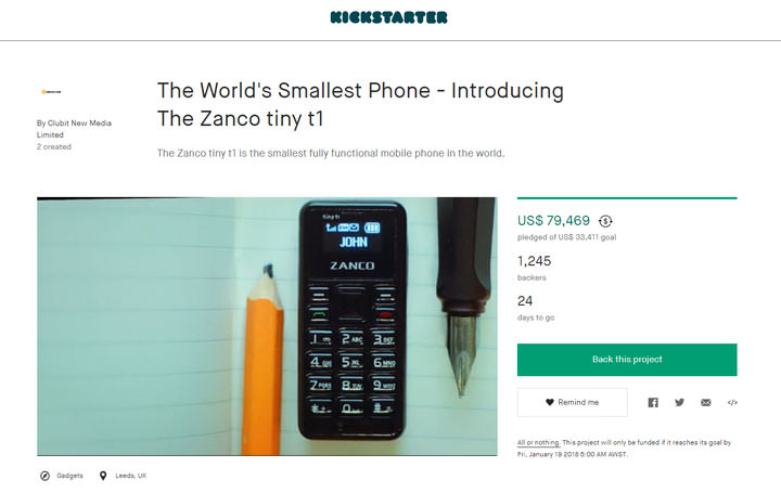 [Mobile] 手機只有隨身碟大小？這可不是開玩笑！Zanco Tiny T1 已展開募資，讓攜帶手機毫無負擔！ - 阿祥的網路筆記本