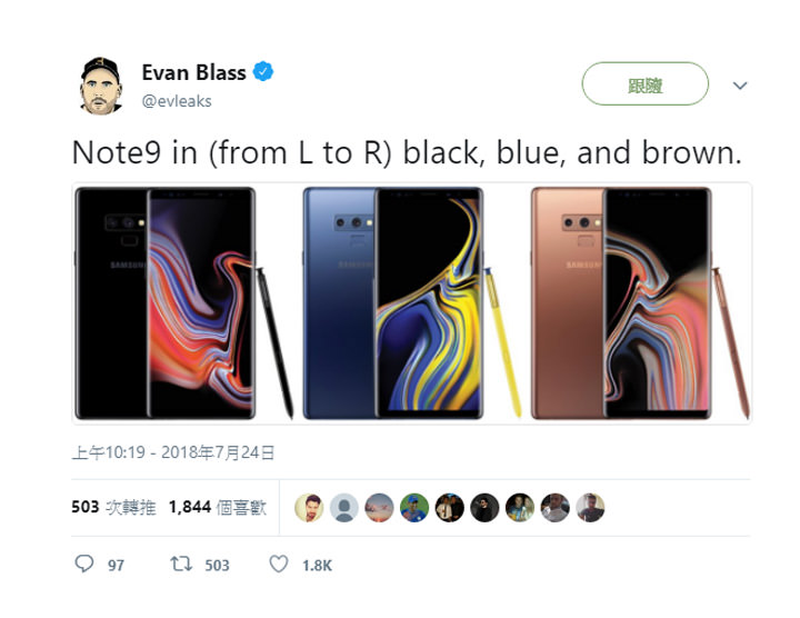 [Mobile] 爆料大神 evleaks 出招了！Galaxy Note9 黑、藍、棕三色清晰外觀全曝光！ - 阿祥的網路筆記本
