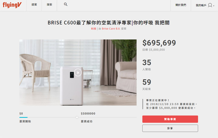 [HA] 高 CADR值低噪音兼具！BRISE 新一代空氣清淨機 C600 正式發表！強勢上線 flyingV 火熱募資中！ - 阿祥的網路筆記本