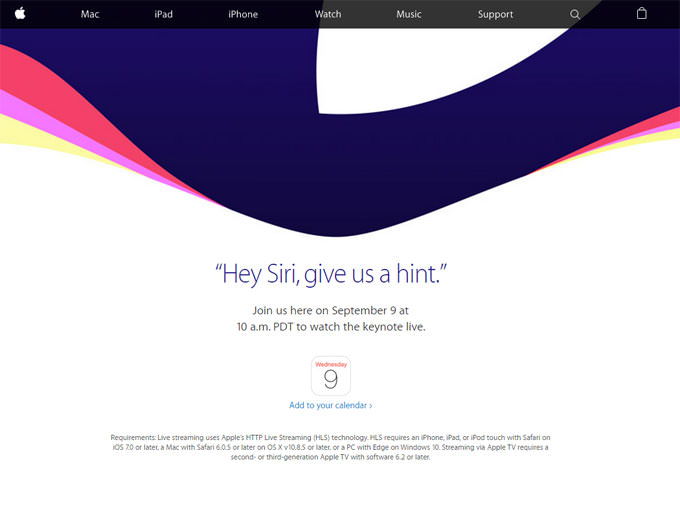 [Apple] 蘋果正式宣佈美國時間9月9日上午10點發表新機！