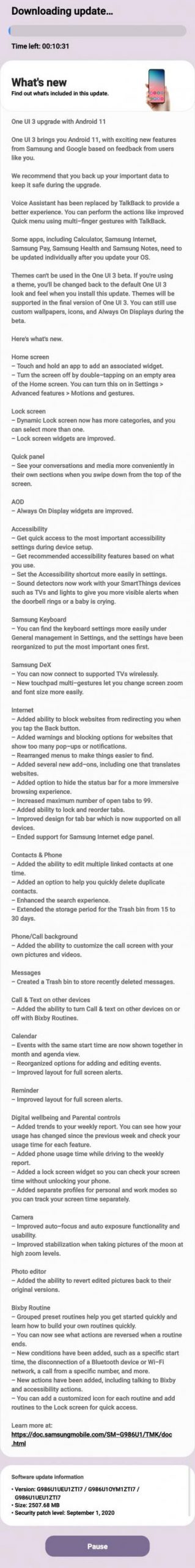 三星已釋出 Galaxy S20 系列 One UI 3.0 + Android 11 升級 Open Beta 版 - 阿祥的網路筆記本