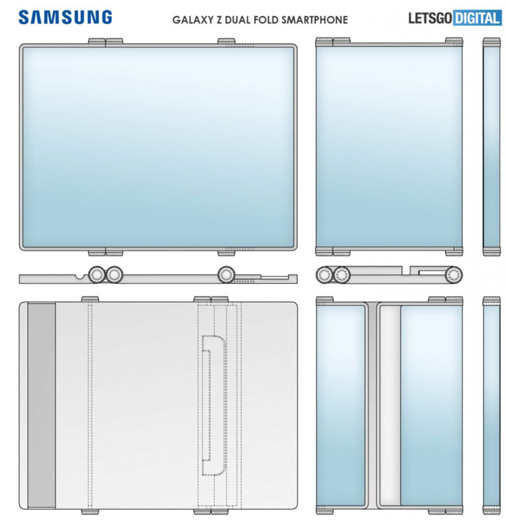 三星新專利揭露「Galaxy Z Dual Fold」雙摺疊螢幕手機！看起來實用性更高了！ - 阿祥的網路筆記本