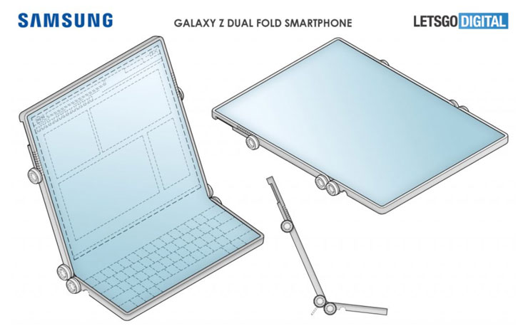 三星新專利揭露「Galaxy Z Dual Fold」雙摺疊螢幕手機！看起來實用性更高了！ - 阿祥的網路筆記本