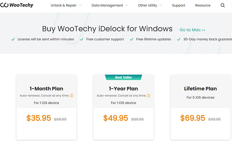 iDelock 的三種付費方案，比較划算的應該還是「終生買斷（Lifetime Plan）」。