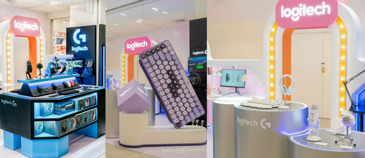 ：今年首間Logi Store快閃店在新竹巨城購物中心B1盛大開幕，展示旗下多元產品，包括Logitech商務鍵鼠、Logitech G電競系列，以及專為直播與創作而生的Logitech for Creators系列等熱銷產品