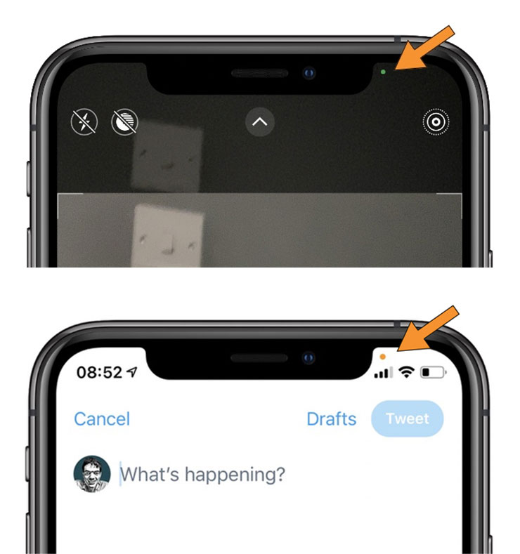 目前的 iOS 系統已經有指示相機 / 麥克風使用中的隱私指示燈號了，不是很確定為何 iPhone 14 Pro 與 iPhone 14 Pro Max 需要改成「實體燈號」？