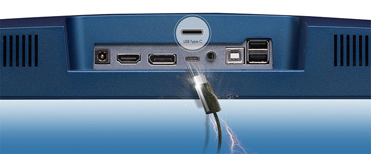 MSI MD272QP Ultramarine 內建 USB Type-C，除了畫面輸入，也具備 65W 充電效能