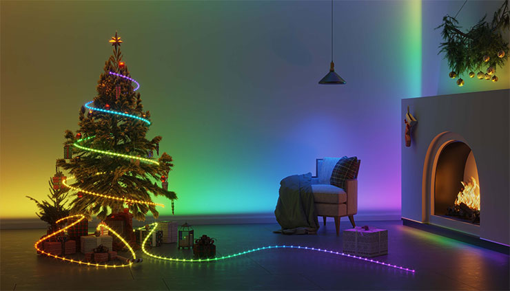 Xiaomi 智慧彩光燈帶配備音訊接收器，可配合音樂創造同步脈動的燈光效果，搭配內建的8種動態照明效果，以多樣化的特效組合，點亮年末派對氛圍。