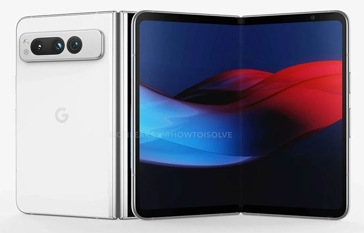 Google Pixel Fold 外型會更像 Oppo Find N 而非 Galaxy Z Fold! - 阿祥的網路筆記本 Pixel Fold 新版實機渲染圖像,螢幕展開後看得出來是偏向寬幅的比例