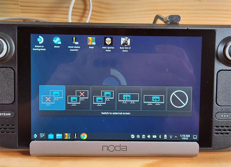 noda Steam Deck Docking Station 開箱:八合一擴充基座,好用嗎? - 阿祥的網路筆記本 連結螢幕後,Steam OS 桌面系統後也會出現雙螢幕顯示的選項