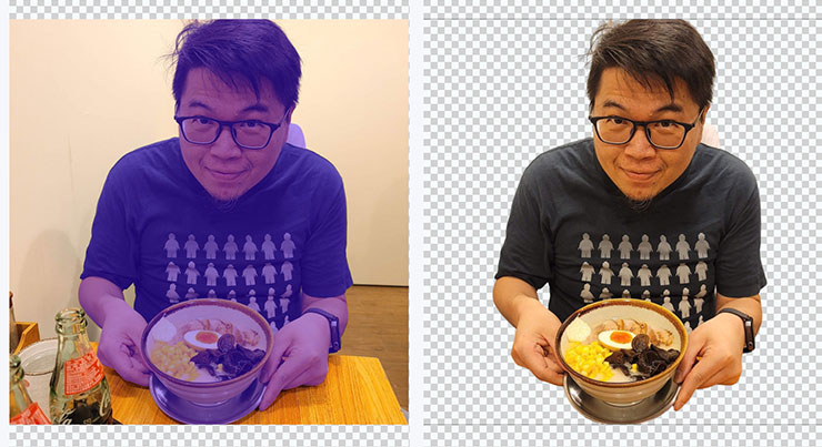 完全免費!PicWish 讓你一個步驟完成圖片去背!人像、物品、動物…等通通搞定! - 阿祥的網路筆記本 另外我們也實測一下另一個人像與食物的合照,去背效果也很完整。