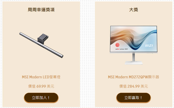 MSI「Back to Work」抽獎活動