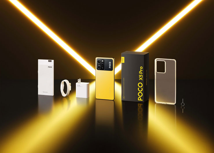 POCO X5 Pro 5G提供POCO黃、水耀藍與武士黑三種顏色，8GB+256GB售價新台幣$11,999元，預購期間即享早鳥預購價$10,999元，限量再贈「POCO隨身潮流包」。