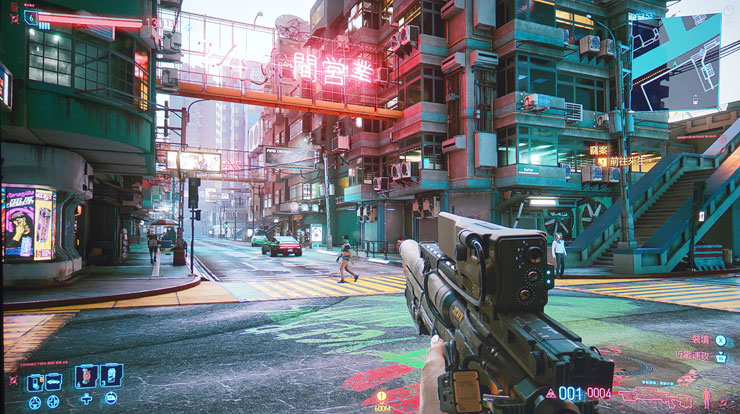 在遊戲《電馭叛客 2077》中，EH-TW6250 忠實呈現了夜之城充滿霓虹燈彩的迷濛感，且畫面中的物件影像十分銳利。