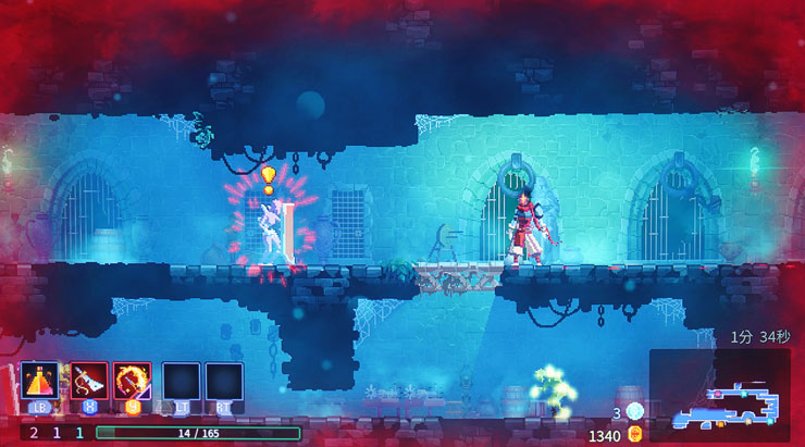 另一款快節奏的橫捲動作遊戲《死亡細胞》，在 EH-TW6250 的投影畫面下也能滿足快節奏的畫面移動與角色操控性。