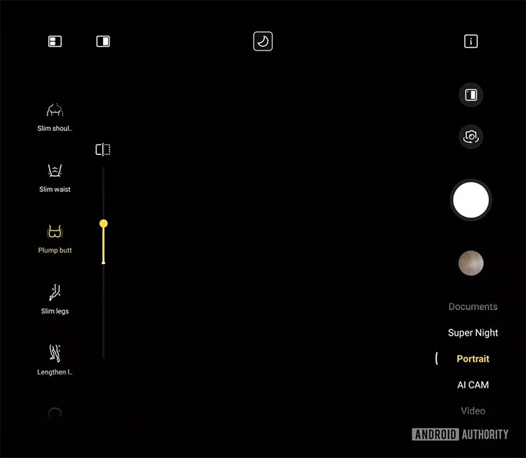 自拍美顏不稀奇,這款手機竟然有「豐臀濾鏡」你敢信? - 阿祥的網路筆記本 TENCO Phantom V Fold 相機介面中的人像模式,可以看到「豐臀濾鏡」