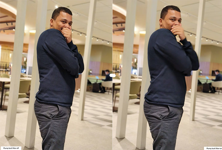 自拍美顏不稀奇,這款手機竟然有「豐臀濾鏡」你敢信? - 阿祥的網路筆記本 開啟 TENCO Phantom V Fold 的「豐臀模式」前(圖左)後(圖右)的差異,你覺得效果如何?