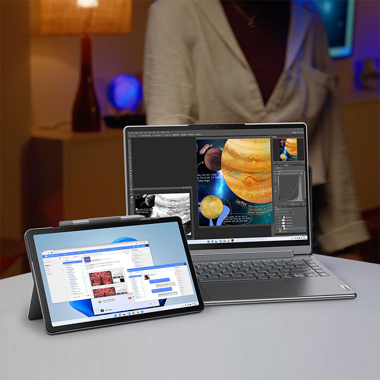 商務級平板Lenovo Tab P11（第2代）可以和Windows電腦進行無線連線，成為觸控式外接螢幕，提供更加寬廣的視野。