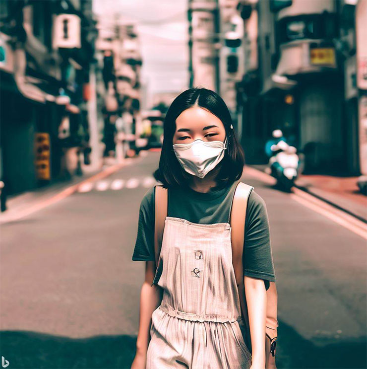 Image Creator from Microsoft Designer 功能實測:簡單好上手的 AI 圖像生成工具,下達指令就能獲取各類型圖片! - 阿祥的網路筆記本 另一個戴口罩的台灣女生也有不錯的辨識度,場景看起來也很接台灣地氣。