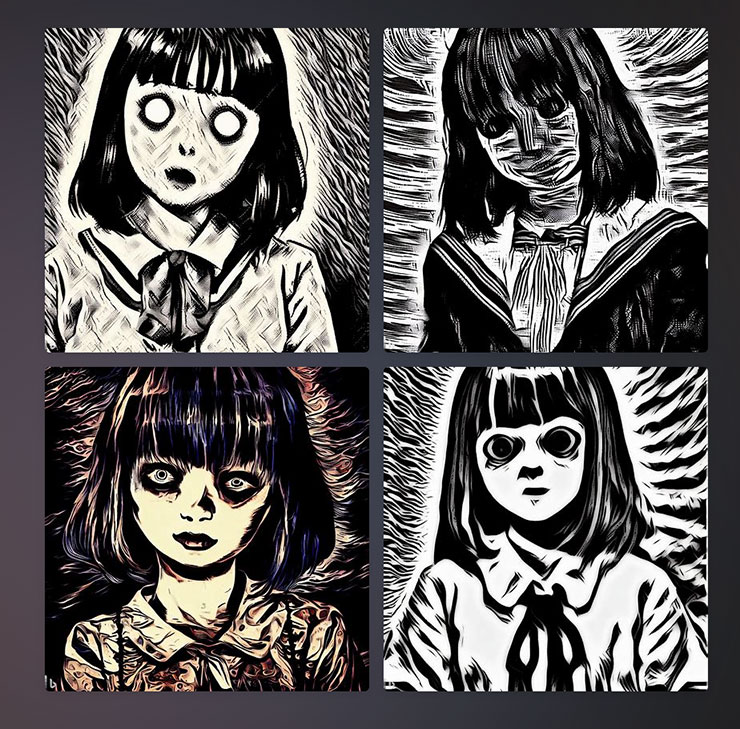 Image Creator from Microsoft Designer 功能實測:簡單好上手的 AI 圖像生成工具,下達指令就能獲取各類型圖片! - 阿祥的網路筆記本 阿祥以「伊藤潤二風格的日本美麗女高中生半身照」為例,Bing Image Creator 實際產出的作品是還挺符合原作風格的,但看起來不像女高中生啊…