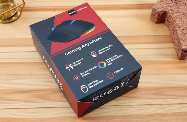 Serafim M1 變形滑鼠搶鮮開箱體驗:外型自定義,商務 & 電競需求一次滿足! - 阿祥的網路筆記本 外盒背面可以看到主打的幾個產品特色。