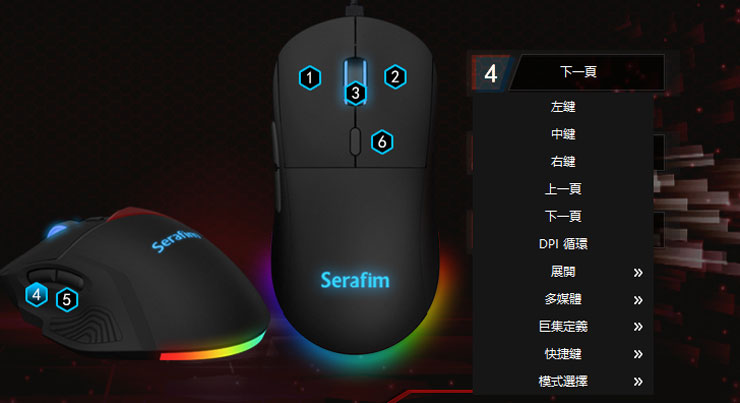 Serafim M1 變形滑鼠搶鮮開箱體驗:外型自定義,商務 & 電競需求一次滿足! - 阿祥的網路筆記本 鼠身按鈕可自定義不同類型的功能,也包括多媒體、巨集與快捷鍵…等。