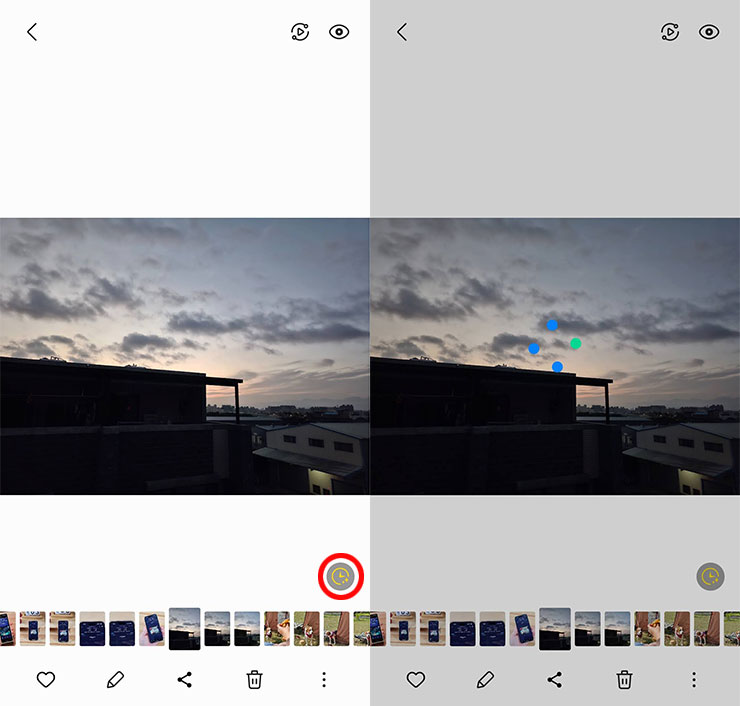 24H 縮時一秒生成!三星 Galaxy 手機 / 平板新功能將靜態風景照轉變為縮時影片! - 阿祥的網路筆記本 在媒體瀏覽器中查看單張照片,若該照片支援轉換為縮時影片,右下角會有一個縮時的小按鈕,按下後即會自動轉換。
