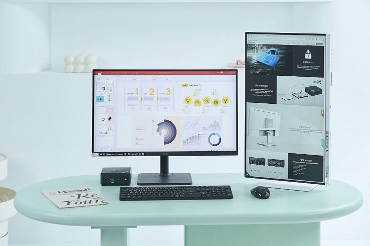 迷你主機當道!微星「Cubi 5」與「PRO DP10」打造 3 招超靈活商務工作術 - 阿祥的網路筆記本 MSI Cubi 5 12M + Modern 系列商用顯示器
