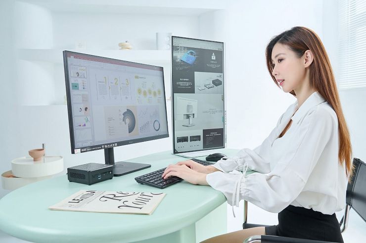 迷你主機當道!微星「Cubi 5」與「PRO DP10」打造 3 招超靈活商務工作術 - 阿祥的網路筆記本 MSI Cubi 5 具備多組顯示器的輸出支援性,最多可連結三台顯示器,此次我們搭配的是 MSI Modern MD272QP 與 Modern MD272PW,提供了窄邊框、大尺寸的顯示效果,也能依照使用需求旋轉為縱向顯示,自由搭配出最符合個人需求的工作情境。