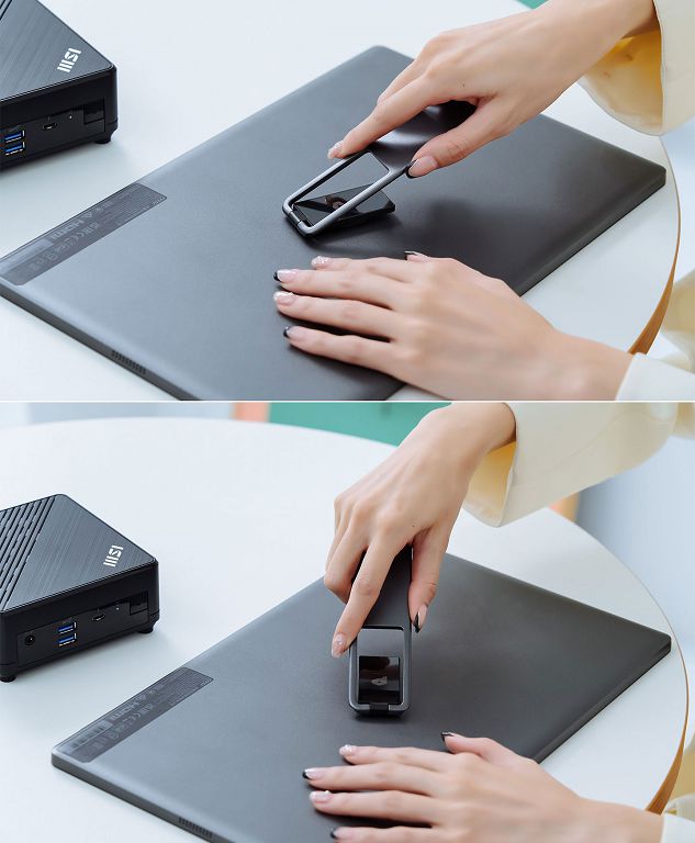 迷你主機當道!微星「Cubi 5」與「PRO DP10」打造 3 招超靈活商務工作術 - 阿祥的網路筆記本 PRO MP161 商用隨身螢幕機身背面自帶可調式支架,除了 0° 至 180° 傾角調整,也能做到 360° 旋轉。