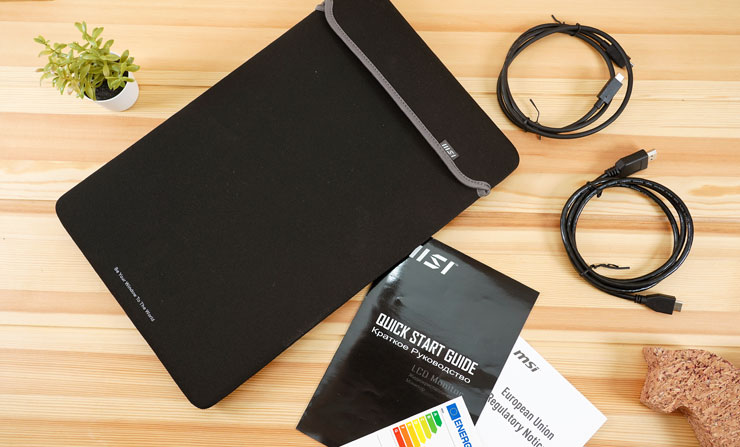 盒內物品一覽，包括由原廠攜帶包 / PRO MP161 本體、USB Type-C to Type-C 線、mini HDMI to HDMI 線與說明書。