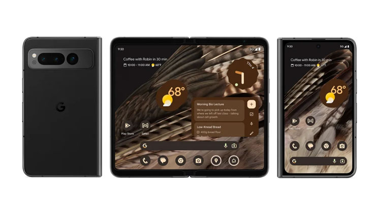 Pixel Fold 的外螢幕、內螢幕與機身背面