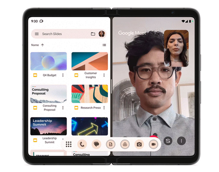 Pixel Fold 的內螢幕可以以分割畫面同時執行兩個應用程式。