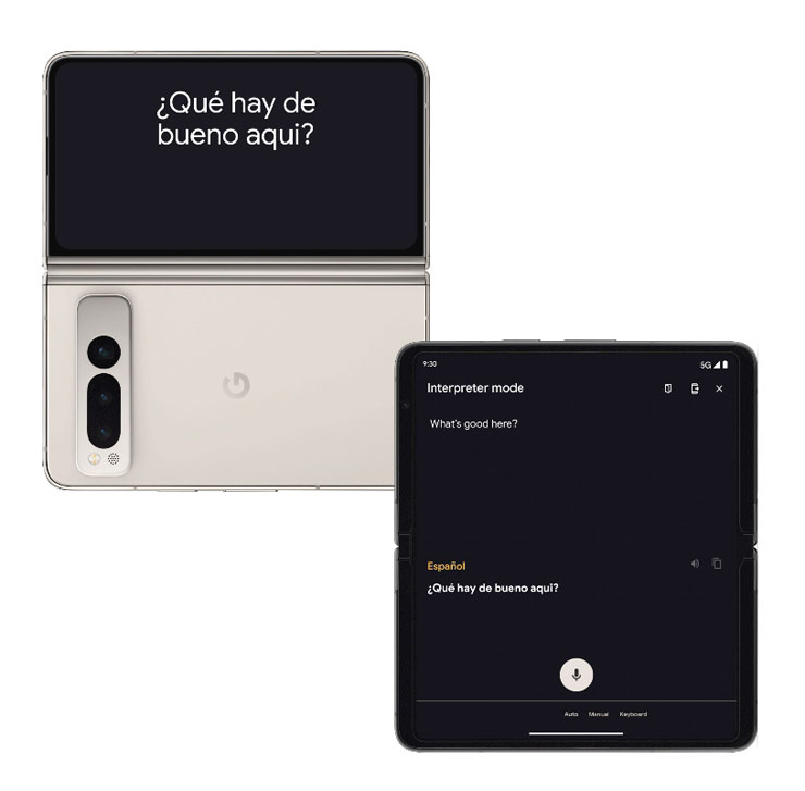 Pixel Fold 的 Android 14 新功能：「雙屏模式」同時使用外螢幕與內螢幕進即時翻譯對話