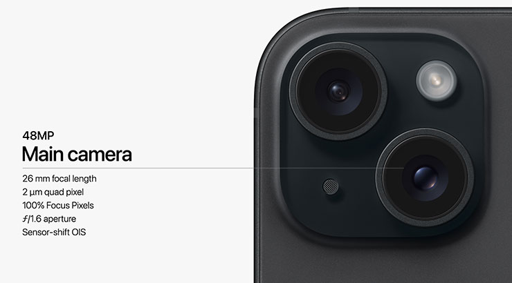 蘋果 iPhone 15 系列正式發表,今年有五大首創規格! - 阿祥的網路筆記本 iPhone 15 與 iPhone 15 Plus 搭載了 4800 萬畫素的主相機。