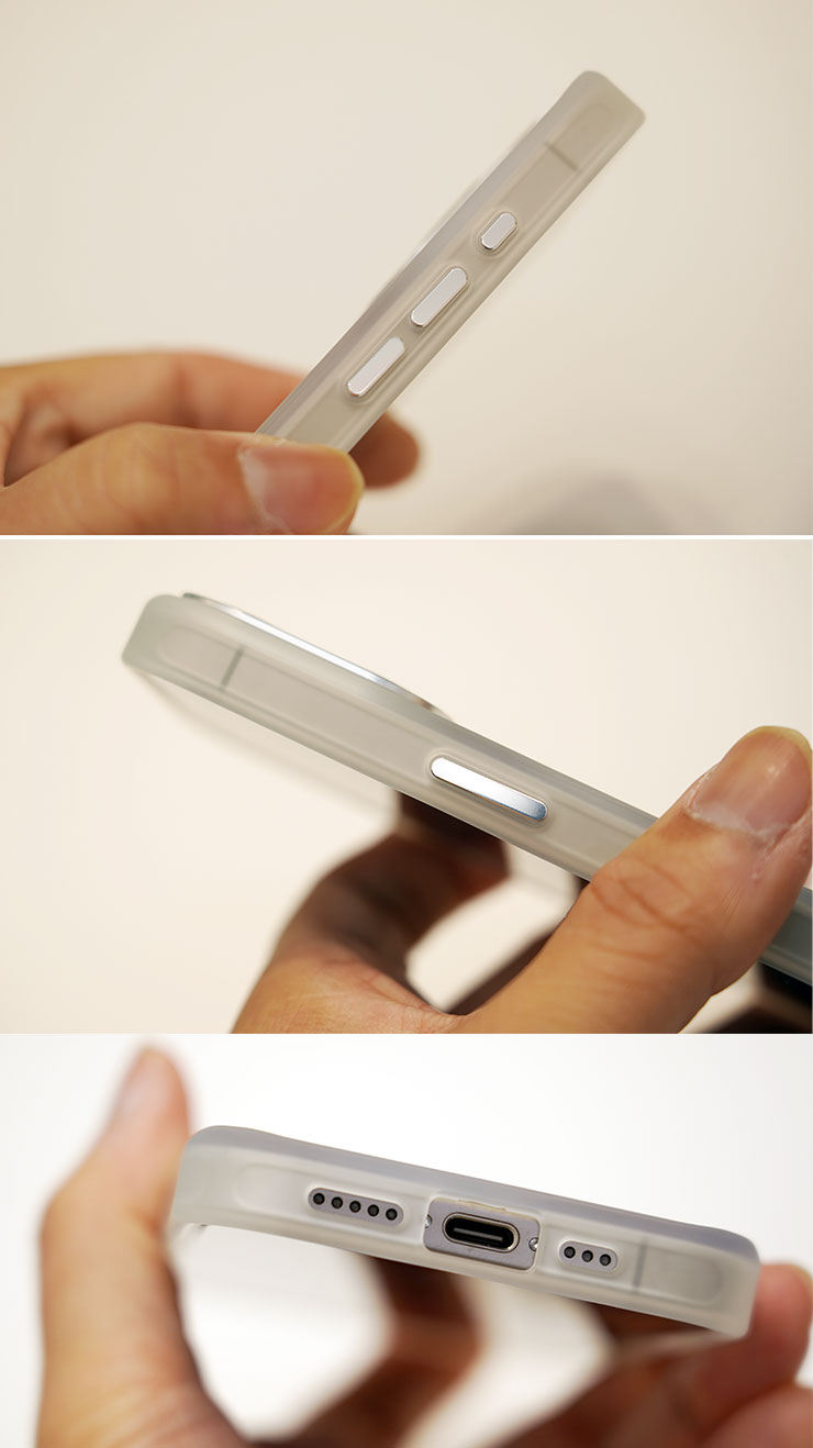 「磁吸立架手機殼」的尺寸也十分合身、孔位準確，按鈕處也做了金屬材質的外按鈕，手感不錯。