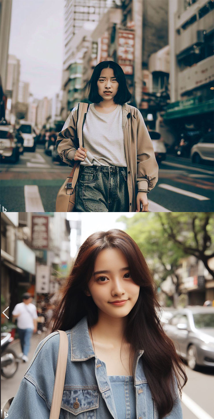 另一組同樣指令的代表，上面的 2 月版臉部便秘，下面新版本的笑容揚逸，落差極大啊！