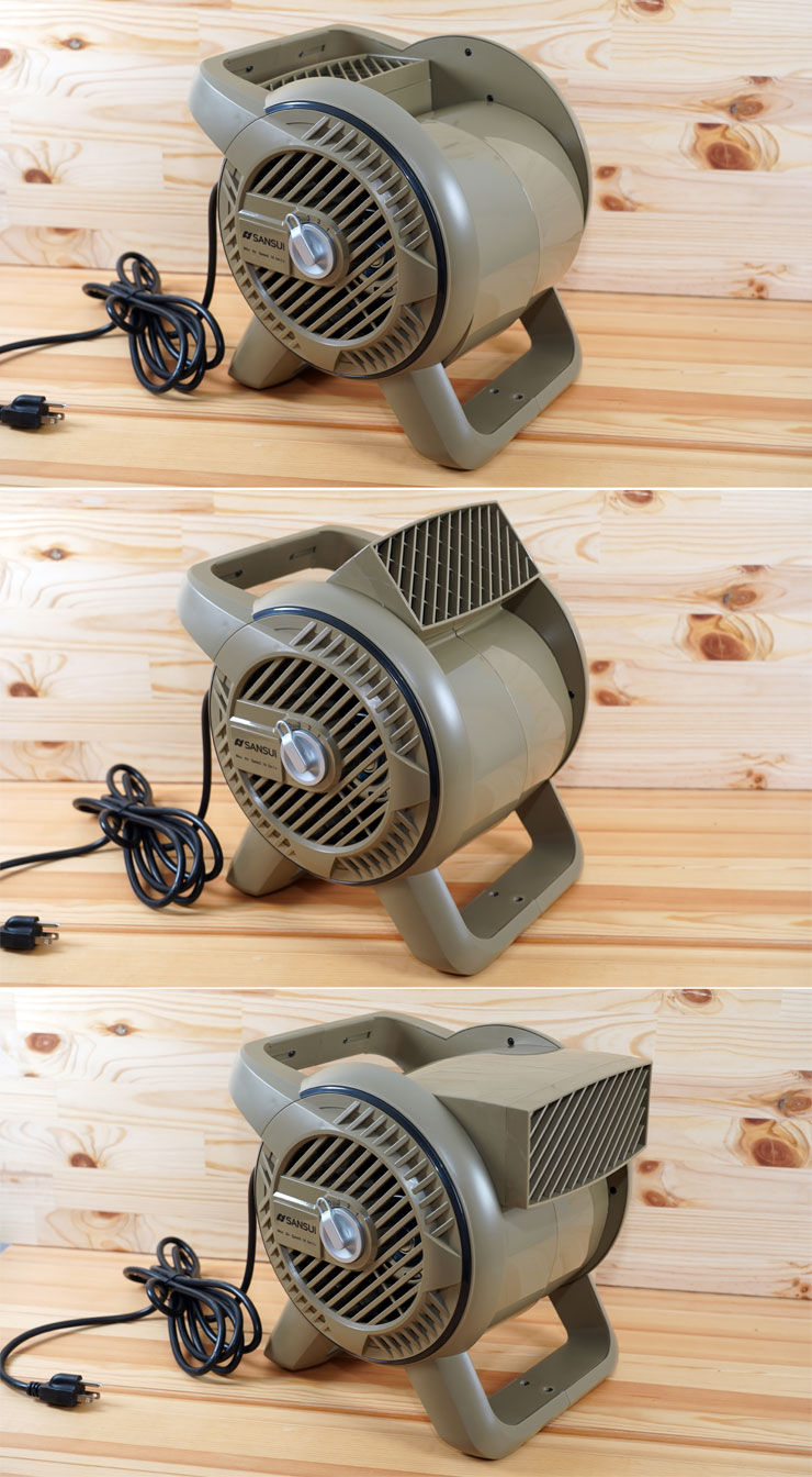 SANSUI 山水戶外循環渦輪扇 TURBINE 開箱實測:輕巧高顏值,風力超強不怕炎夏露營高溫! - 阿祥的網路筆記本 出風孔不同角度的調節方向示意。