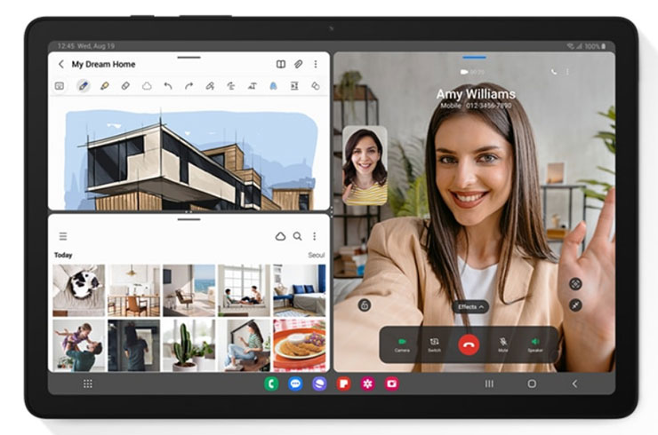 Galaxy Tab A9+ 透過內建多重視窗功能，用戶可同時使用3個分割視窗，於大螢幕一次操作不同應用程式