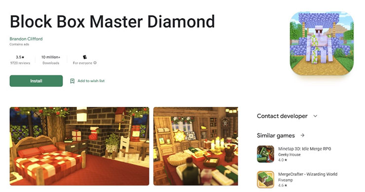 Android 用戶注意!2023 年來自於 Google Play 的惡意軟體下載量達 6 億次! - 阿祥的網路筆記本 仿造 Minecraft 的 Block Box Master Diamond 的程式內含了包括 HiddenAds 的廣告軟體