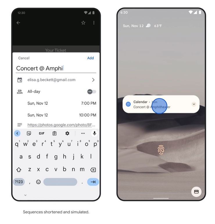 可直接從照片連結至行事曆，設定後即可提醒我們活動資訊