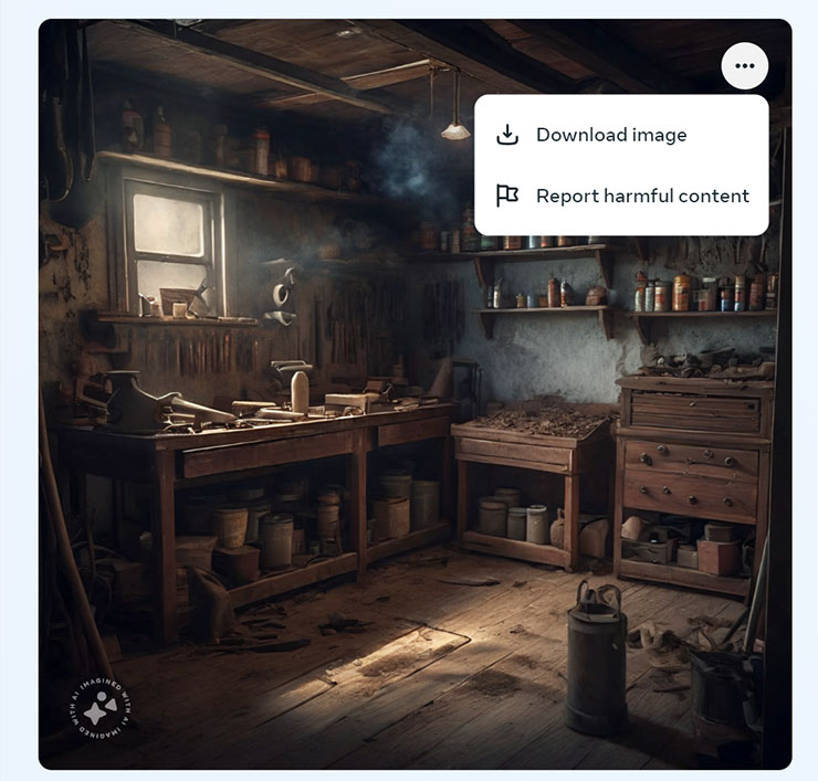 Meta 推出「Imagine」AI 圖片生成工具,第一手實測心得分享! - 阿祥的網路筆記本 大圖點右上角選單鍵,可選擇「Download image」下載完整尺寸的圖像,尺寸為 1280 x 1280 px