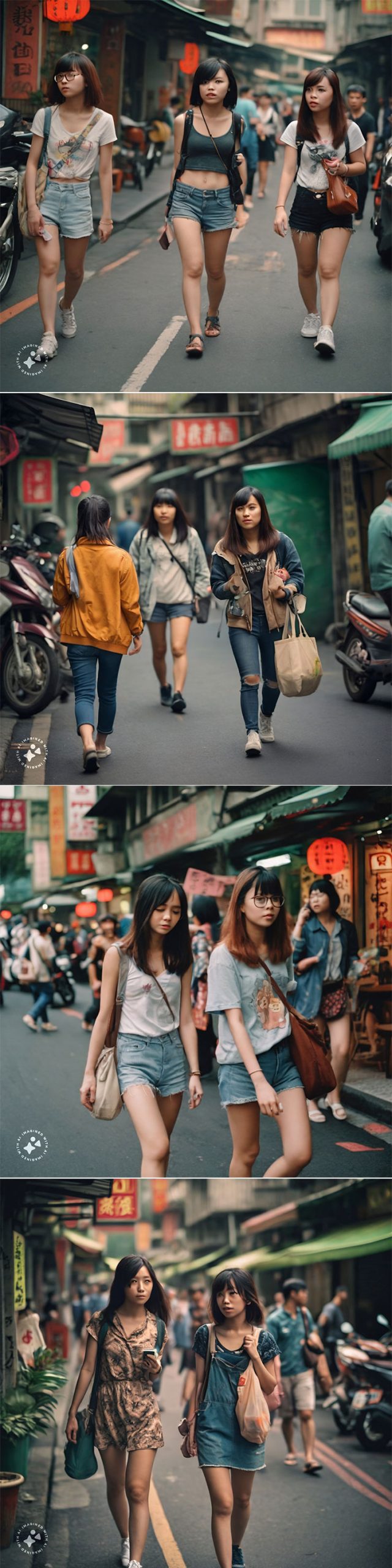 Meta 推出「Imagine」AI 圖片生成工具,第一手實測心得分享! - 阿祥的網路筆記本 指令「台灣女孩在街頭,真實攝影風格」,Imagine 的生成結果蠻貼近真實場景與人物風格,但細看表情仍有不少破綻與詭異感