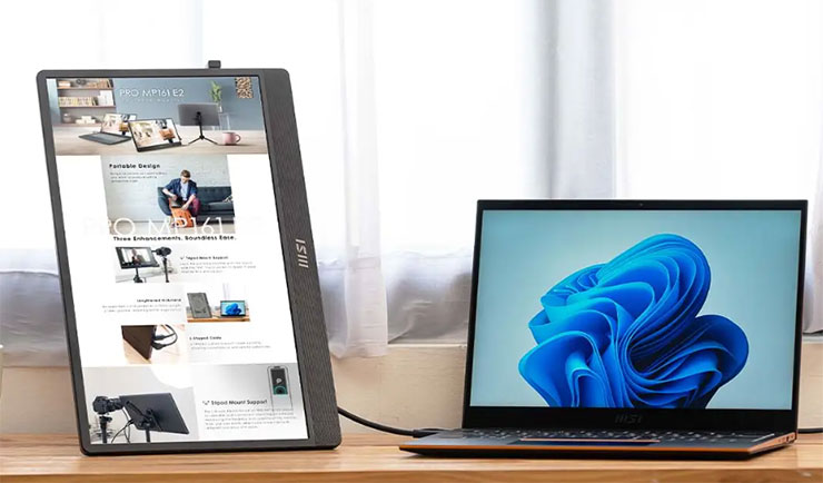 PRO MP161 E2 除了支援橫向顯示，也能支援縱向顯示