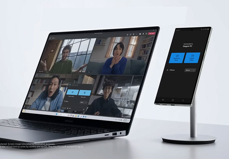 三星 Galaxy Book4 的功能展示影片，反倒是旁邊的手機比較吸睛？