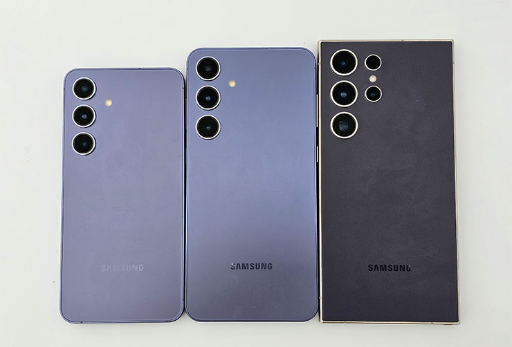 三星 Galaxy S24 系列實機外觀動眼看!設計小細節差異,主題式感應保護殼風格多變! - 阿祥的網路筆記本 Galaxy S24 系列的紫色款三機(左至右 S24、S24+ 與 S24 Ultra)
