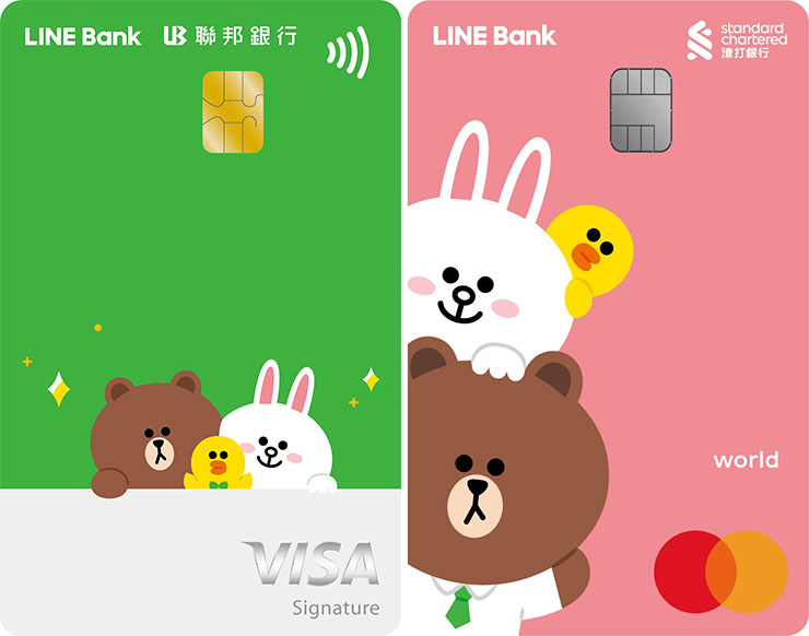 聯邦LINE Bank聯名卡國內享最高12%回饋。渣打LINE Bank聯名卡國外消費享最高19%回饋。