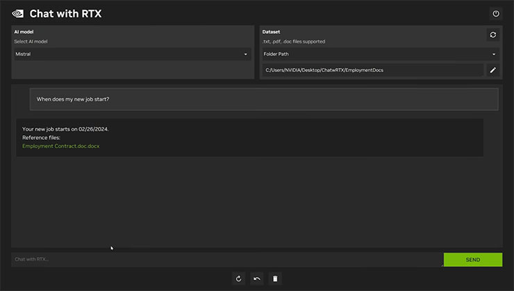 Chat With RTX 使用介面
